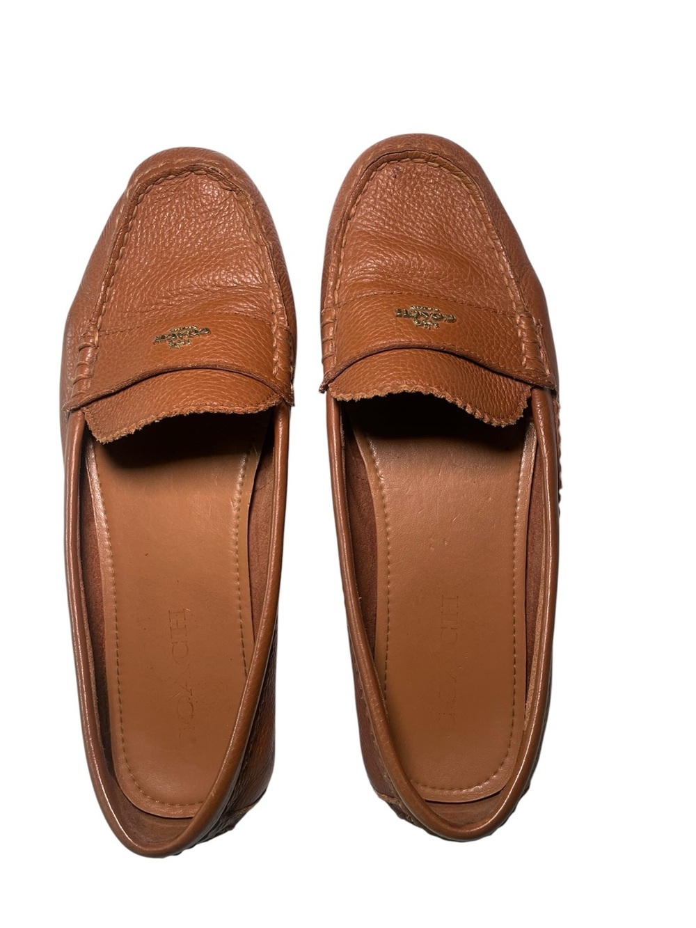 Coach Odette Pebbled Leather Loafers Brown Size 8.5 Like New